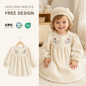 Frühlings-Mädchenkleidung Kleinkinder Besticktes Spitzen-Langkleid Kinder Mädchen Bekleidung - Product Image 1