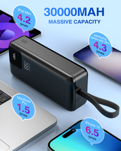 Batería Externa de 30000mAh al por Mayor, Gran Capacidad, 115 Wh, 20W, Carga Rápida Magnética Tipo-C, 2 Cables Integrados para Laptop - Product Image 3