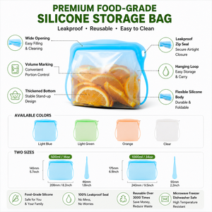 Bolsa de Silicona para Congelador con Diseño Personalizado a Prueba de Fugas, Bolsa de Almacenamiento de Alimentos de Silicona Reutilizable Multifuncional - Product Image 3
