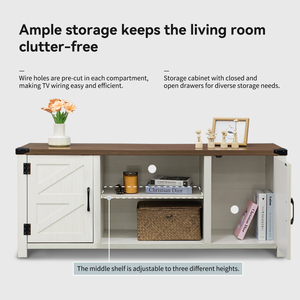 Mueble <span class=keywords><strong>de</strong></span> <span class=keywords><strong>TV</strong></span> Rústico Estilo Granja <span class=keywords><strong>de</strong></span> 75 <span class=keywords><strong>Pulgadas</strong></span> Directo <span class=keywords><strong>de</strong></span> Fábrica con Puertas Correderas Tipo Granero y Consola <span class=keywords><strong>de</strong></span> Almacenamiento <span class=keywords><strong>para</strong></span> Sala <span class=keywords><strong>de</strong></span> Estar, Blanco Miel Marrón - Product Image 5