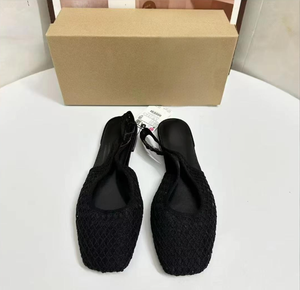 Sandalias Planas de Malla con Punta Cerrada, Estilo Coreano, para Mujer, Verano 2025, Suela de Goma, Diseño sin Talón - Product Image 2