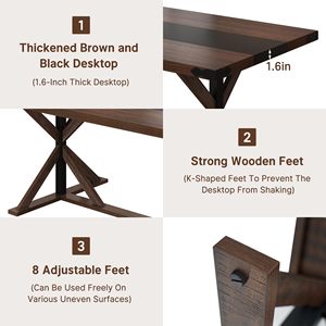 Mesa de Comedor Rectangular Moderna SENYU de Madera con Base en X para 6 Personas, Diseño Rústico, Estructura Estable, Muebles para el Hogar - Product Image 6