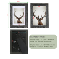 Cadre photo en forme brossée en bois massif chaud blanc/noir/gris/marron 5*7 "avec clous non marquants pour cadres suspendus