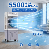 Refroidisseur d'air à grande capacité 45L, 100W, longue autonomie, refroidissement par évaporation, sur pied, OEM ODM CE CB, vente en gros, pour la maison