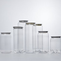 Pot en aluminium et plastique à anneau de traction personnalisé de 250 ml (8 oz) transparent pour aliments, thé au lait, jus de fruits, soda, eau