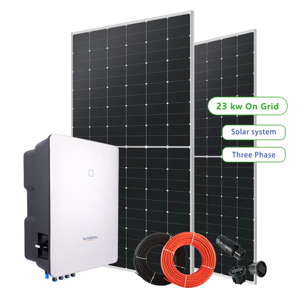 23kw Monokristallijn Silicium Zonne-Energie Elektrische Grond Montage Met Mppt Controller Voor Thuisgebruik