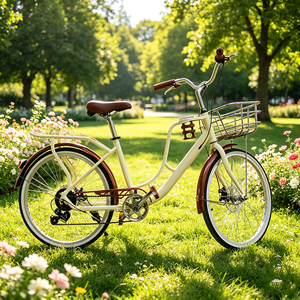 Vélo de ville vintage pour <span class=keywords><strong>femme</strong></span>, 7 vitesses, élégant, style pastoral, pour adulte, équipé d'un panier avant et d'un porte-bagages arrière - Vente en gros - Product Image 3