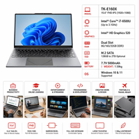 Laptop Intel Core I7 6500U 15,6 Inci FHD IPS Windows 10 11 Home untuk Sekolah, Bisnis, Notebook, RAM SSD Opsional