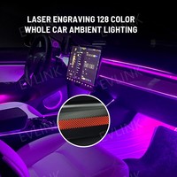 Bande lumineuse d'ambiance néon pour voiture Bande lumineuse laser RVB 128 couleurs changeantes pour Tesla Model 3 Model Y 2021 +.