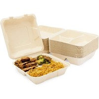 Emballage de restaurant en pulpe de bagasse biodégradable, boîte à emporter pour aliments