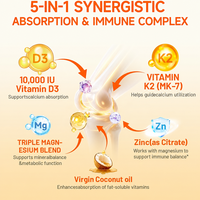 Complément Alimentaire Vitamine D3 K2 MK-7 Magnésium Zinc en Gélules Molles 10000 UI 200 µg OEM Marque Privée