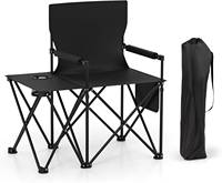 Chaise de camping pliable en aluminium NBT pour l'extérieur, table d'appoint portable, chaise de pêche, chaise de camping-car, chaise de pique-nique, 2 poches de rangement, porte-gobelet