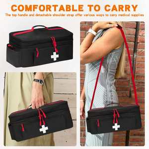 Double Layers Pill Bottle Organizer <b>Bag</b> Empty with Lockable Zipper&Adjustable Divider <b>Medication</b> <b>Travel</b> Carrying Case - Product Image 6