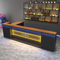 Prix d'usine, vente en gros, comptoir de réception moderne de luxe en forme de L avec éclairage LED 3D paramétrique pour salon, club, bar, hôtel, bureau
