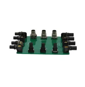 M12 A code 8 pins right angled dip type non-shielded female connector with shell