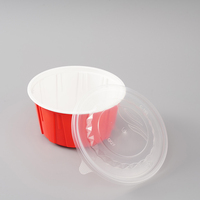 Bol rond en PP ondulé rouge et blanc, double couleur, résistant au micro-ondes, jetable, de qualité alimentaire, pour restaurant, provenant du Shandong