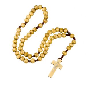 Rosario Católico Económico Mecrt, Cuentas de Madera de Pino de 10 mm, Joyería, Regalo de Navidad, Cuentas de Oración para Iglesia, Venta al por Mayor - Product Image 5