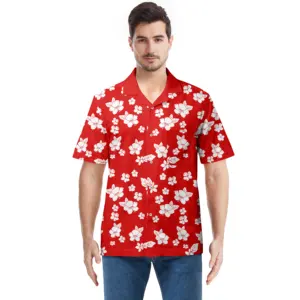 사용자 정의 Oem 디자이너 남성 셔츠 패션 야자수 반팔 남성 인쇄 여름 해변 하와이안 셔츠