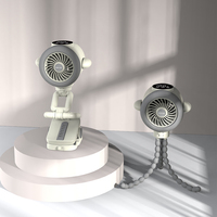 Ventilateur de poussette pour bébé avec écran AI, oscillation gauche-droite et éclairage pour siège auto bébé