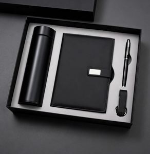 2026 Wholesale Business Luxury <b>A5</b> Diary Bottle Set Customizable Leather <b>A5</b> <b>Notebook</b> and Pen Gift Set With Thermal Mug and USB - Product Image 1
