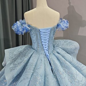 Robes de bal de soirée bleu féerique à paillettes pour les filles de 16 ans Jancember 6596-1 - Product Image 4