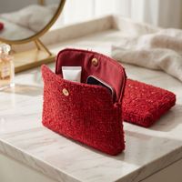 Nouvelle Trousse de Maquillage en Velours Ouverte, Organisateur de Rouge à Lèvres Portable, Style Coréen, Fermeture Auto-agrippante, Super Tendance, Style Frais, Indispensable, Petite Taille