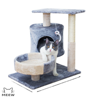 Arbre à chat multifonctionnel avec poteau à gratter en sisal, niche confortable pour chat, plateforme de repos et jouet suspendu pour chats d'intérieur