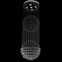 Lustre LED moderne à plafond haut, chromé, réglable en hauteur, avec cristaux de luxe, longue ligne, pour maison, villa, escalier