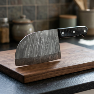 Custom Hand Forged Damascus Mezzaluna <b>Chopper</b> Knife Curved Herb <b>Vegetable</b> Meat Chopping Knife Wooden Handle OEM ODM Wholesale - Product Image 3
