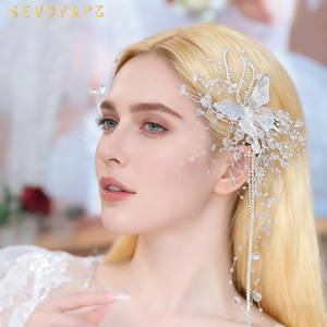 Pince à cheveux avec franges papillon, strass élégant, accessoires de coiffure pour mariage - Product Image 1