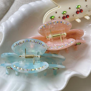 Pince à cheveux en acétate scintillant vintage français pour femmes, accessoire de pince à cheveux de requin cerise mignon et tendance - Product Image 4