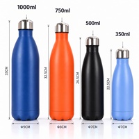 Bouteille Gourde Isotherme en Acier Inoxydable Double Paroi Forme Cola avec Couvercle, Logo Personnalisé, 350ml 500ml 750ml 1000ml