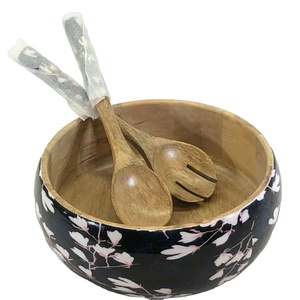 Superior Quality Wooden Dough Bowls Wholesale Kitchenware <b>Sticker</b> Enamel Printed Large Size Wood Round Bowl - Product Image 1