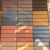Dalles de terrasse emboîtables WPC DIY pour allée de jardin, dalles de sol modulaires durables à texture bois et auto-drainantes