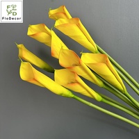 Bouquet de mariée de haute qualité en PU artificiel, 64 cm, effet toucher réel, lys calla blanc et jaune, pour décoration de mariage, salon et maison