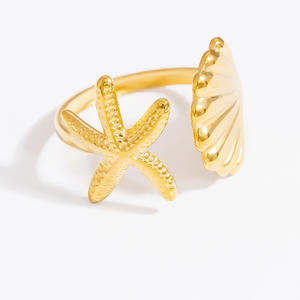European American Style Titanium Steel Ring Women Seashell Star Ocean Series Open Ring <b>Light</b> Luxury High End Feel Jewelry Gift - Product Image 5