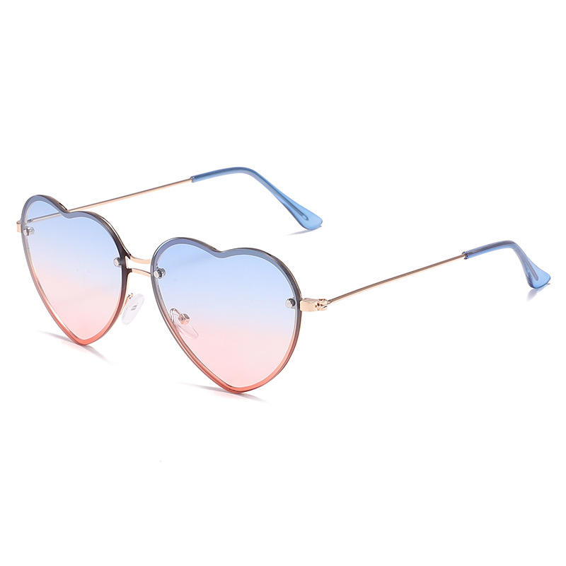 Women love Heart Shape Lens Stylish Metal Frame Fancy Sunglasses - Main Image