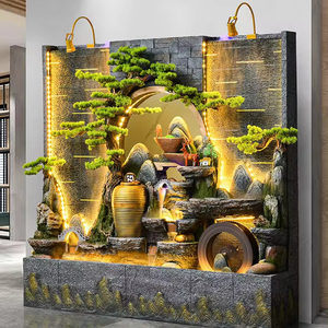 Décorations de paysage de cour de jardin extérieur élégant rideau d'eau en fibre de verre fontaines murales écran coulant rocaille pour - Product Image 1