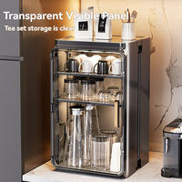 Boîte de rangement carrée pliable en PP moulé par injection, gain de place, coque transparente, anti-poussière, multicouche, pour vaisselle, armoires et étagères de garde-manger