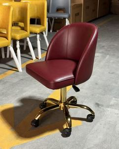 Chaise de bureau pivotante traditionnelle en velours avec roulettes, couleur personnalisée, fonction E-SPORT, chaise de salon de manucure - Product Image 5