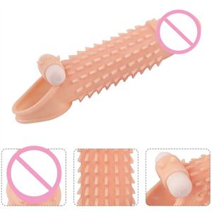 Uso del sesso dell'estensione del preservativo del pene vibrante realistico riutilizzabile - Product Image 5