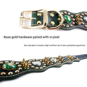 <span class=keywords><strong>Collar</strong></span> de perro de cuero estilo punk con picos y tachuelas decorativas <span class=keywords><strong>Collar</strong></span> de perro de identificación y protección de mascotas con personalidad - Product Image 4