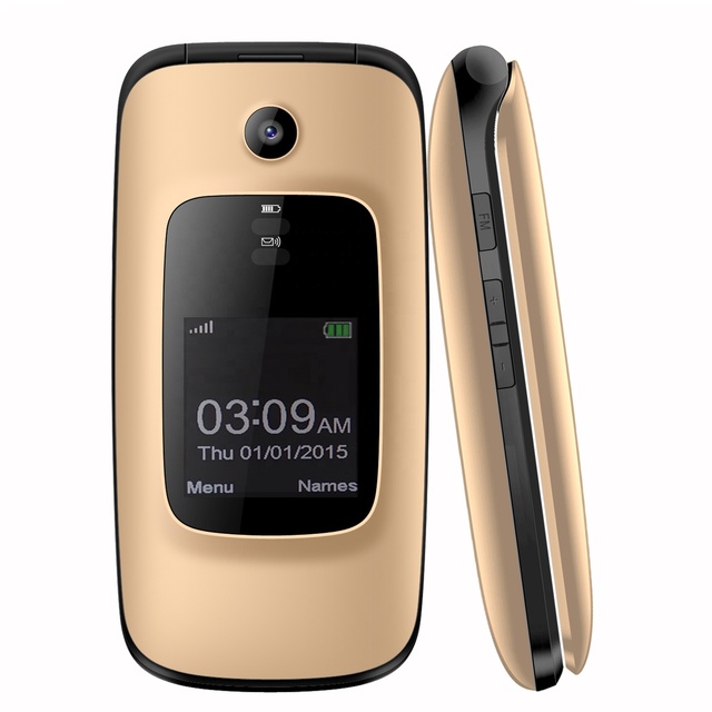 Multi Function 2.0 Inch Dual Screen Senior Flip Phone Clamshell Fold Keypad Telefon with Fashionable Design