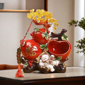 Gourde pomme stockage Art populaire résine époxy arbre de fortune ameublement salon meuble TV armoire à vin chat chanceux ornement - Product Image 3