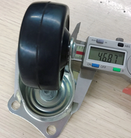 Roda Caster Putar Karet Hitam Kecil 50mm OEM dengan Perangkat Pelindung Berulir, Grosir Pabrik