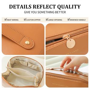 Factory Wholesale Travel <b>Toiletry</b> Bag Large Capacity Cosmetic Bag PU Leather Portable Multifunctional <b>Storage</b> Makeup Bag - Product Image 6