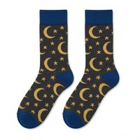 Chaussettes en coton peigné doux, motif galaxie, thème univers étoilé, design jacquard, respirantes, chaussettes mi-hautes pour adultes, 200N, haute qualité