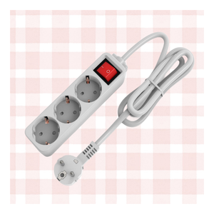 Enchufe de Extensión con 3 Tomas de Corriente y Conexión a Tierra, Estándar Europeo, con Cable de 1.5/3/5 Metros, Enchufes Eléctricos con Interruptor - Product Image 1