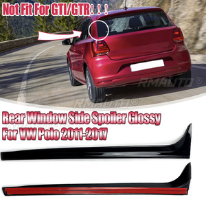 A Pair Gloss Black Rear Window Side Spoilers Glossy Canard Canards <b>Splitter</b> for VW Polo MK6 2018+/MK5 2011-2017 Car Styling - Product Image 4