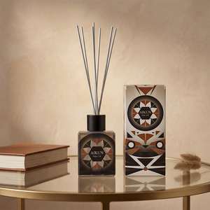 Aikun 250ml Black Box Any Scent Long Lasting Square Glass Metal Nickel Logo Reed <b>Diffuser</b> Gift Set For Niche Brands Hotel - Product Image 1